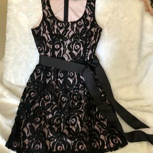 Juniors pink and lace dress